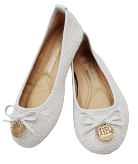 Buty komunijne baleriny dziewczęce białe z kokardką