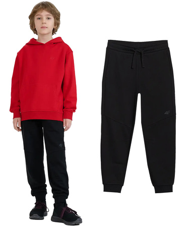 Spodnie dresowe chłopięce 4F M1103 z bawełny czarne