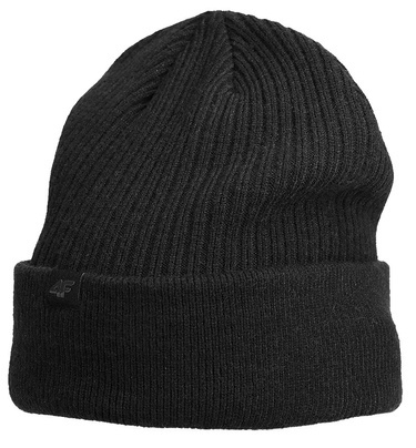 Czapka na zimę 4F M309 podwinięta elastyczna czarna