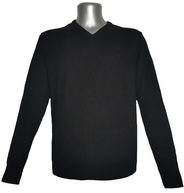 Sweter męski elegancki bawełniany w serek czarny