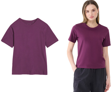 Koszulka damska bawełniana 4F F1991 Gładki t-shirt fiolet