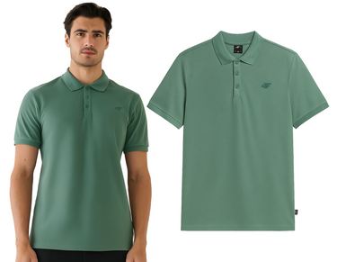 Koszulka męska polo 4F z kołnierzykiem M555 zielona