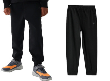 Spodnie dresowe chłopięce 4F M761 z bawełny czarne