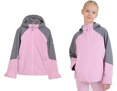 Kurtka sportowa z kapturem F676 trekkingowa różowa