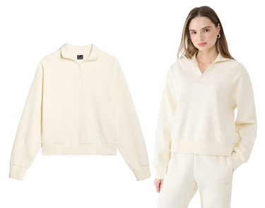 Bluza damska 4F F1545 bawełniana z zamkiem do połowy ecru