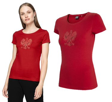 Koszulka kibica 4F damska z orzełkiem czerwona