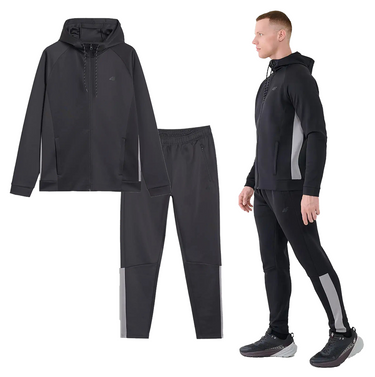 Dres męski sportowy 4F na trening siłownię bluza i spodnie czarne
