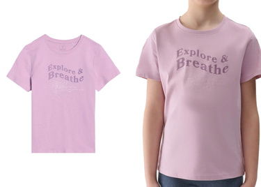 Koszulka dziewczęca 4F F1854 bawełniana z nadrukiem różowa