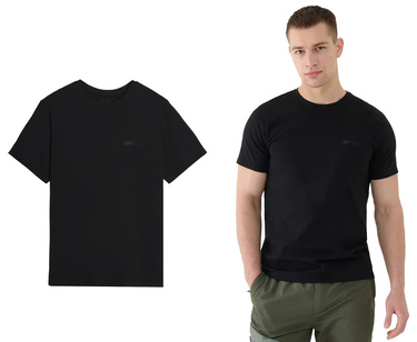 Koszulka męska 4F M2003 gładki t-shirt z bawełny czarny