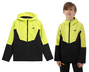 Kurtka chłopięca sportowa 4F M070 wiatrówka neonowa