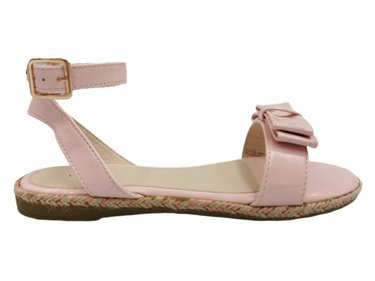 Sandały damskie na lato eleganckie z kokardą pudrowy róż 6128-20