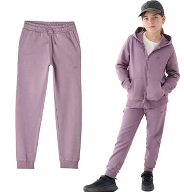 Spodnie dresowe dziewczęce 4F F0828 ocieplane fiolet