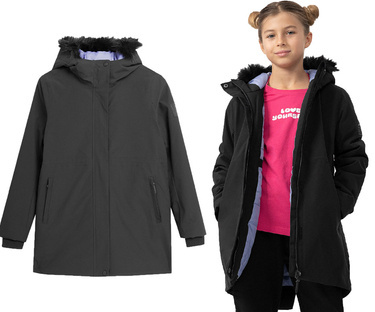 Kurtka dziewczęca zimowa 4F F106 parka czarna