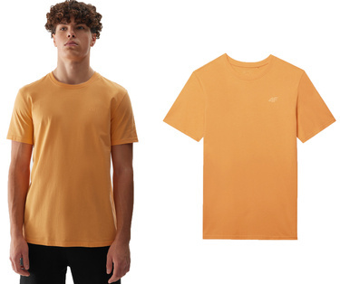 Koszulka bawełniana męska 4F M1154 T-shirt na lato pomarańczowy