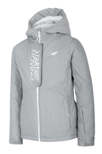 Kurtka narciarska dziewczęca 4F zimowa szara