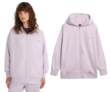 Bluza dresowa ocieplana 4F na zamek z kapturem F1886 jasny fiolet