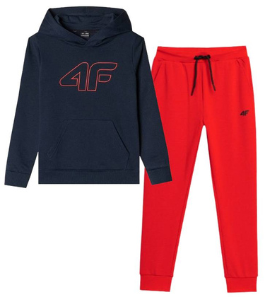 Dres chłopięcy 4F granatowa bluza, czerwone spodnie