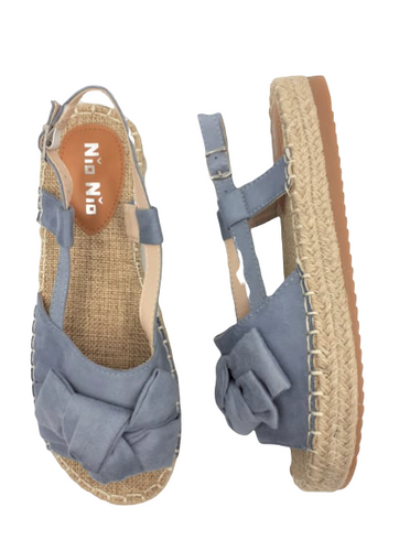 Sandały słomiane damskie obuwie niebieskie 3197