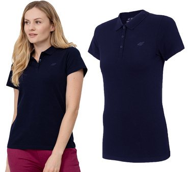 T-shirt damski 4F TSD355 POLO bawełna granat