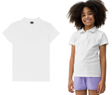 Koszulka dziewczęca POLO 4F F1148 z bawełny biała