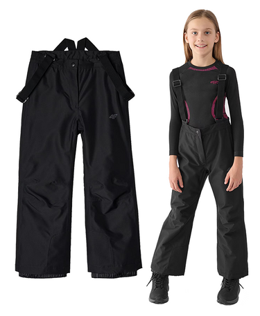 Spodnie narciarskie 4F dziewczęce F659 20S z szelkami czarne