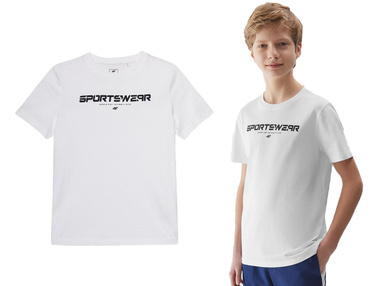 Koszulka chłopięca 4F M1114 T-shirt na lato z bawełny biały