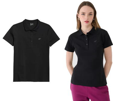 Koszulka damska POLO 4F F365 z bawełny slim czarna