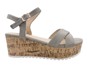 Koturny sandały korkowe eleganckie na lato 2081-5 szare