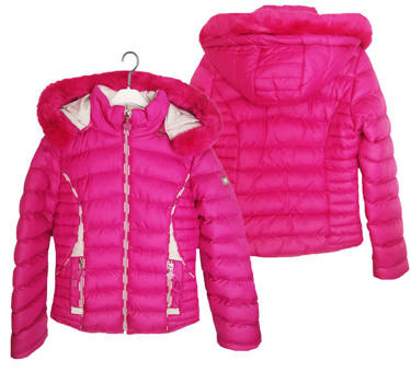 Kurtka dziewczęca G646A pikowana puchowa róż 158