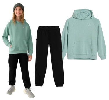 Dres 4F luźny krój miętowa bluza czarne spodnie