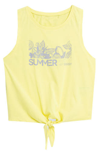 Top damski 4F F566 bokserka wiązana bawełna żółta