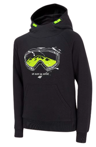 Bluza chłopięca 4F ocieplana z kapturem M008 czarna