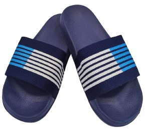 Klapki młodzieżowe na basen kapcie w paski granatowe