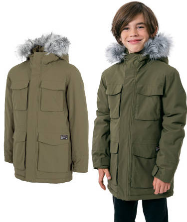 Kurtka chłopięca 4F JKUM001 parka zimowa khaki