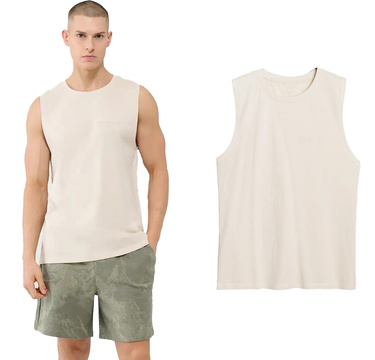 Koszulka na lato męska 4F M128 t-shirt bez rękawów beżowy