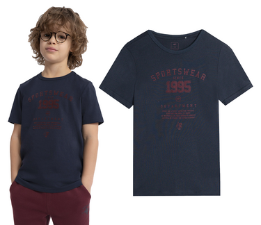 T-shirt chłopięcy 4F M0804 31S bawełna granat