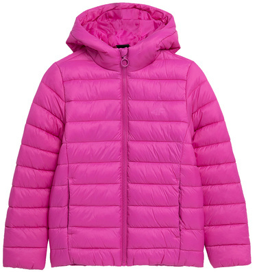 Kurtka puchowa 4F F266 pikowana z kapturem różowa