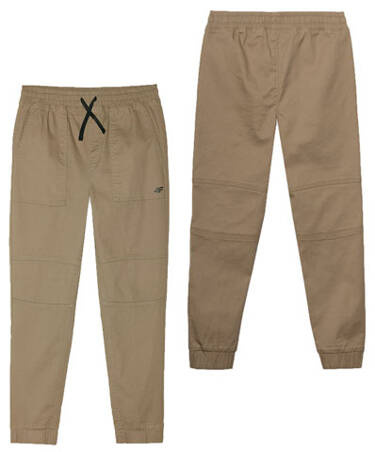 Spodnie chłopięce 4F M588 joggery z bawełny beżowe