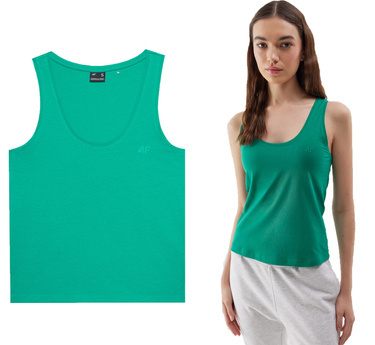 Koszulka damska bez rękawów 4F F041 Top z bawełny zielony