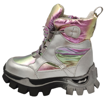 Buty zimowe dziecięce A113 trapery ocieplane srebrne