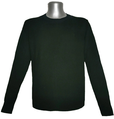 Sweter męski elegancki bawełniany okrągły dekolt ciemna zieleń