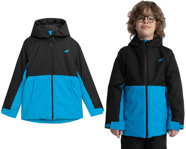 Kurtka narciarska chłopięca 4F M299 Sportowa z kapturem niebieska