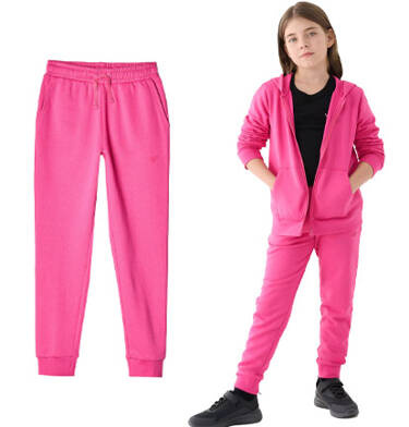 Spodnie dresowe dziewczęce 4F F0828 ocieplane bawełniane