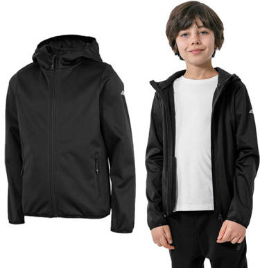 Softshell chłopięcy 4F JSFM001 kurtka czarna