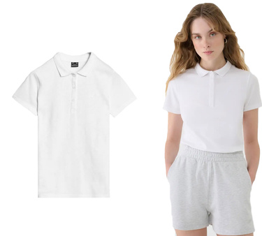 Koszulka damska POLO 4F F365 z bawełny slim biała