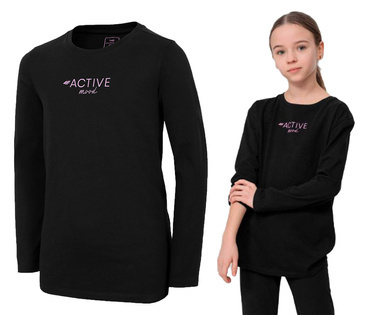Longsleeve dziewczęcy 4F JTSDL002 bluzka czarna