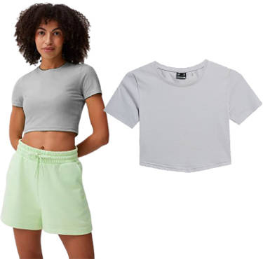 Koszulka damska 4F F345 T-shirt crop top szary
