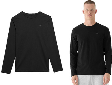 Longsleeve męski 4F M375 gładka bluzka z bawełny czarna