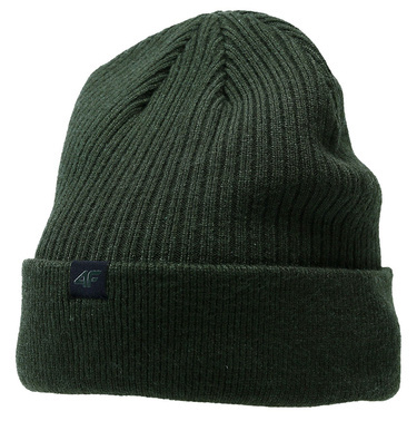 Czapka na zimę 4F M309 podwinięta elastyczna khaki