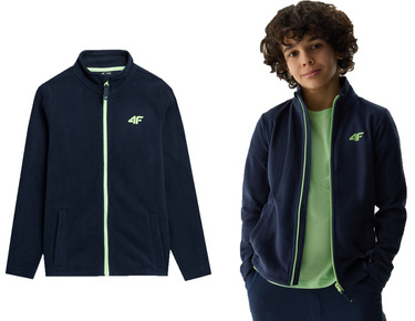 Polar chłopięcy ze stójką 4F M167 rozpinany granat